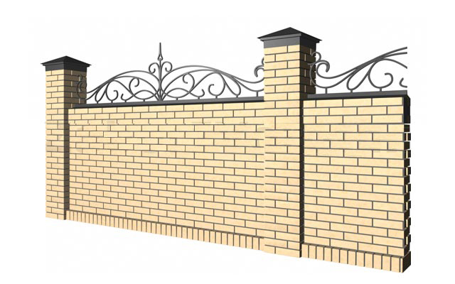 Забор из бетонных блоков с элементом ковки 4/1 Одесса
